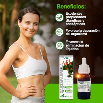 Soria Natural Zarzaparrilla Extracto en Gotas – Propiedades Diuréticas y Depurativas – Apoya la Salud del Organismo - 100% Natural – Favorece la Eliminación de Líquidos- Frasco de 50 ml.