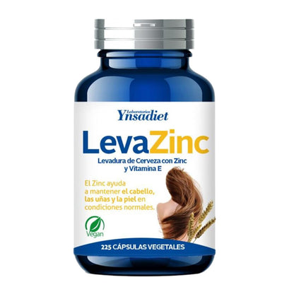 LEVA ZINC Complemento alimenticio de zinc, levadura de cerveza y vitamina E para ayudar a prevenir la caída del cabello también bueno para cabello piel y uñas Suplemento de vitaminas para fortalecer el pelo 225 cápsulas vegetales HIJAS DEL SOL vegano
