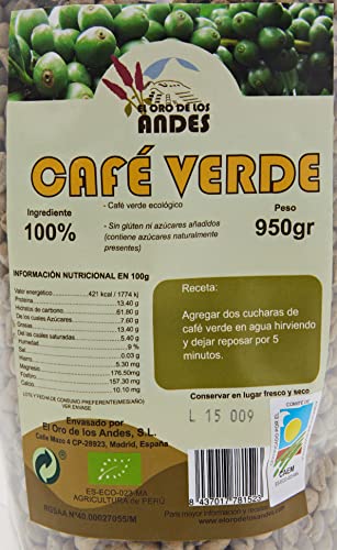 CAFE VERDE EN GRANO 950 GR