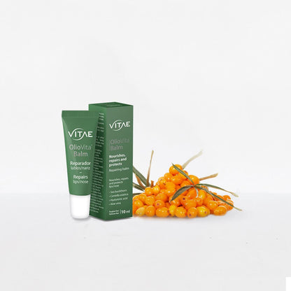 Vitae Oliovita Balm 10ml | Bálsamo labial hidratante | Aceite de espino amarillo, ácido hialurónico, aloe vera y centella asiática | Nutre, hidrata y protege