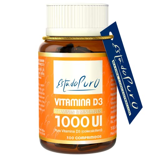 Vitamina D3 1000 UI Estado Puro - Vitamina D en Forma Activa Colecalciferol - Apoyo al mantenimiento de huesos, músculos y sistema inmunitario en condiciones normales - 100 Comprimidos de Tongil