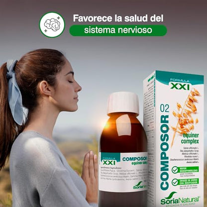 Soria Natural Composor 02 Equiner Complex – Con Salvia, Tila, Melisa, Rodiola, Eleuterococo, Avena y Vitaminas - Ánimo y Equilibrio Nervioso - Acción Equilibradora y Tonificante - 100ml