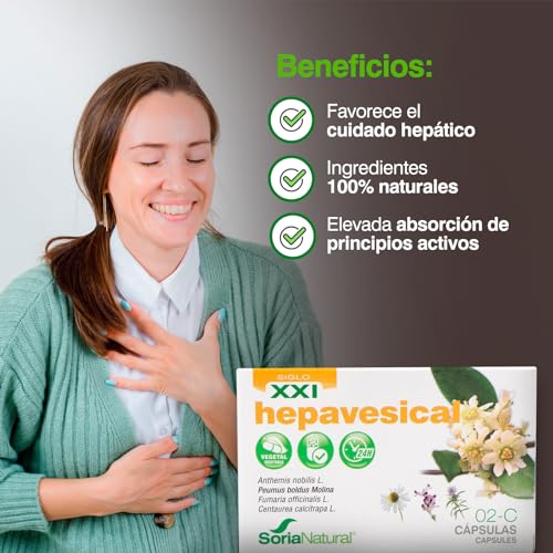 Soria Natural Hepavesical Cápsulas - Apoya el Cuidado Hepático - Liberación Prolongada para Efecto Largo y Sostenido - Mezcla de Manzanilla Amarga, Fumaria, Boldo y Travalera - 30 Cápsulas 690 mg