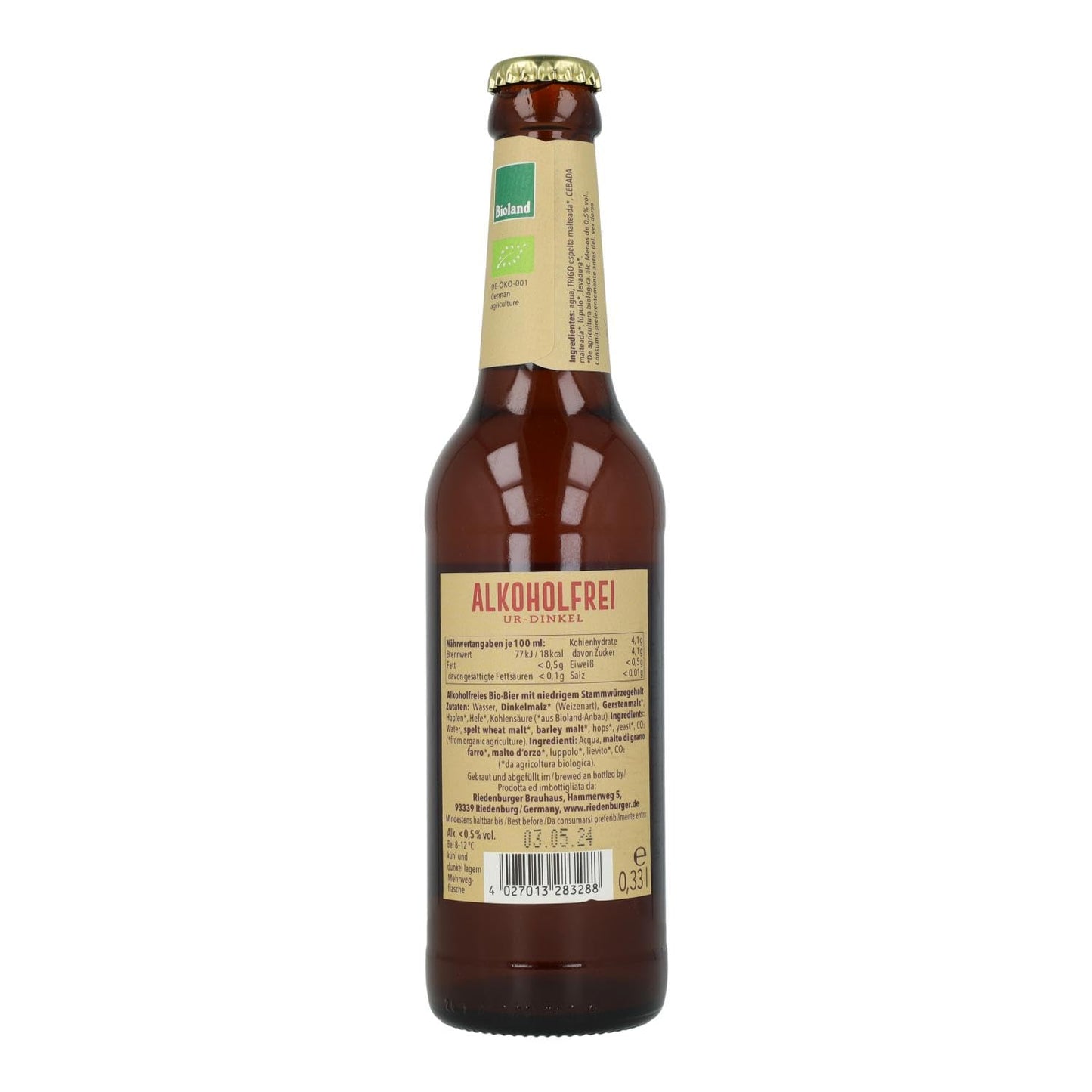 Riedenburg Cerveza de Espelta sin Alcohol 33 cl