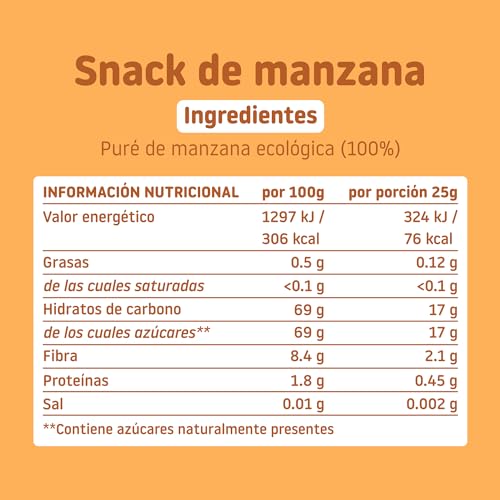 Smileat TRIBOO - Snack de Frutas Triboo de Manzana, Ingredientes Naturales - 25g
