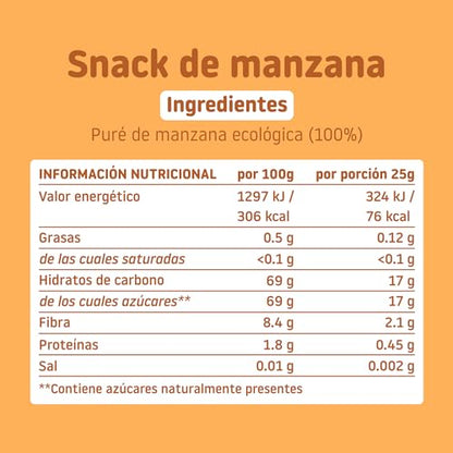 Smileat TRIBOO - Snack de Frutas Triboo de Manzana, Ingredientes Naturales - 25g
