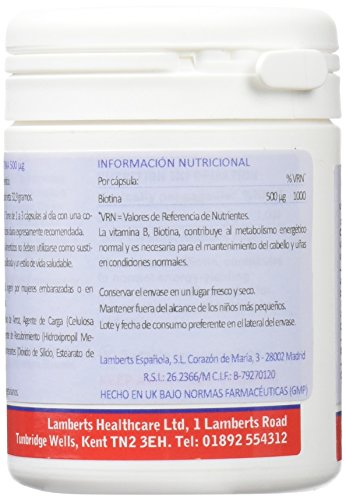 Lamberts Biotina 500Ug - Cápsulas, 90 Unidades