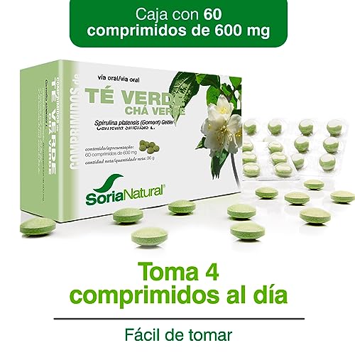 Soria Natural Té Verde Comprimidos - Propiedades Antioxidantes y Diuréticas – Con Camellia Sinensis L. - Aliado en tus Dietas de Control de Peso - 60 Comprimidos de 600 mg