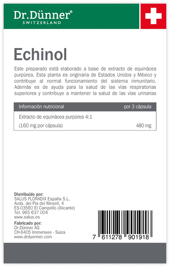 Salus - Echinol Complemento Alimenticio - 80 Cápsulas - Contribuye al Fortalecimiento del Sistema Inmunitario - Elaborado con Extracto de Equinácea Purpúrea