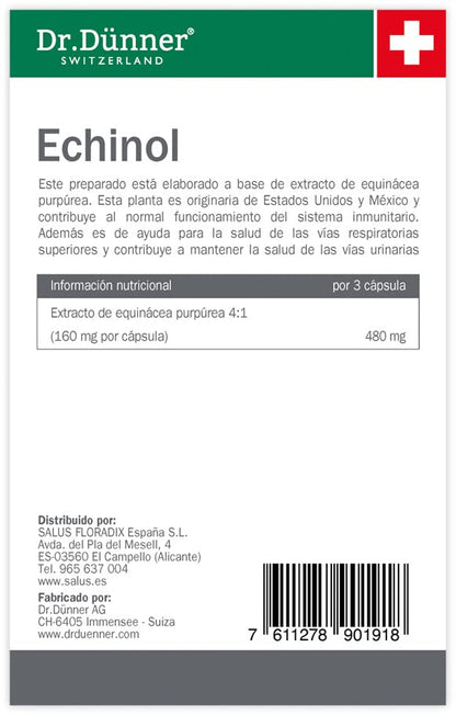Salus - Echinol Complemento Alimenticio - 80 Cápsulas - Contribuye al Fortalecimiento del Sistema Inmunitario - Elaborado con Extracto de Equinácea Purpúrea