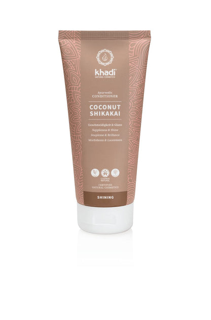 khadi COCONUT SHIKAKAI Acondicionador ayurvédico, 100% naturales, sin silicona, coco & shikakai para la flexibilidad, brillo, peinabilidad, también para rizos, cosmética natural certificada 200ml