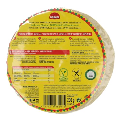NAGUAL TORTILLA DE MAIZ SIN Gluten 8/u, Estándar, Único