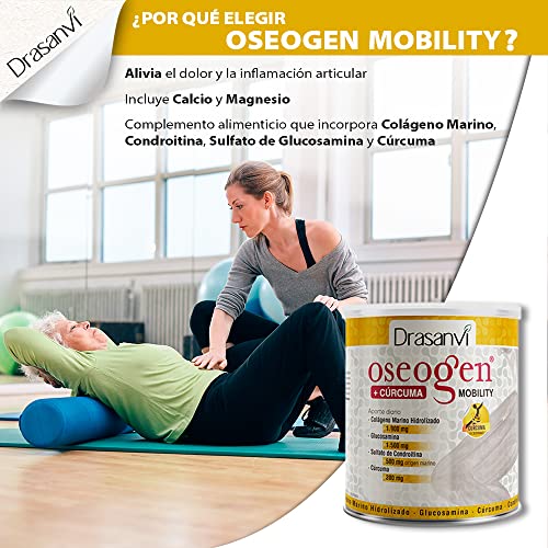 OSEOGEN Colágeno Marino Hidrolizado con Glucosamina, Condroitina y Cúrcuma |para huesos, cartilagos y articulaciones | Con minerales esenciales |Fácil asimilación |300g de polvo |Sabor Naranja