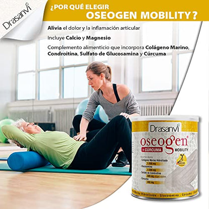 OSEOGEN Colágeno Marino Hidrolizado con Glucosamina, Condroitina y Cúrcuma |para huesos, cartilagos y articulaciones | Con minerales esenciales |Fácil asimilación |300g de polvo |Sabor Naranja