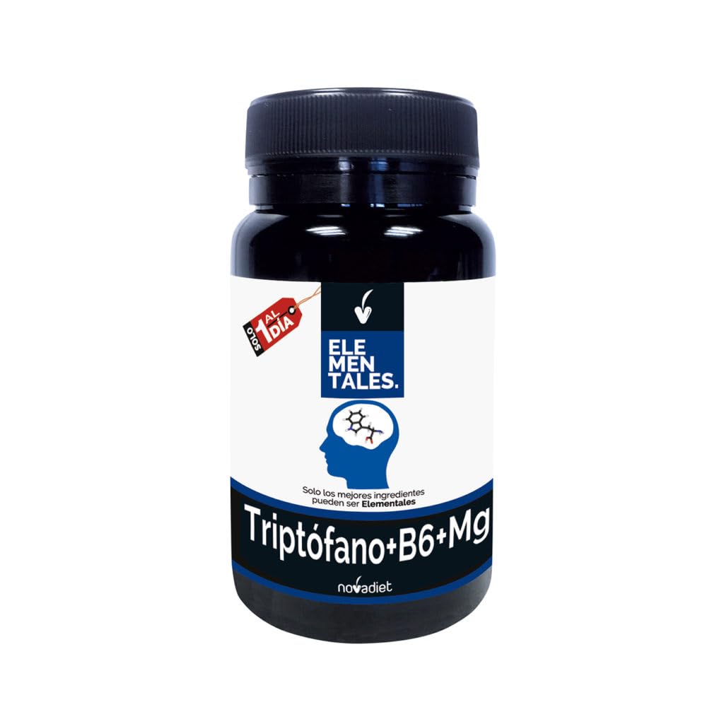 Novadiet - ELEMENTALES TRIPTOFANO Cápsulas con Triptófano, Vitamina B6 y Magnesio – Complemento Alimenticio Para el Estado de Ánimo, el Descanso y la Función Psicológica - 30 Cápsulas