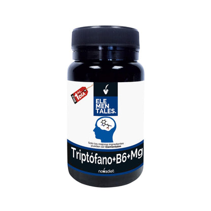 Novadiet - ELEMENTALES TRIPTOFANO Cápsulas con Triptófano, Vitamina B6 y Magnesio – Complemento Alimenticio Para el Estado de Ánimo, el Descanso y la Función Psicológica - 30 Cápsulas