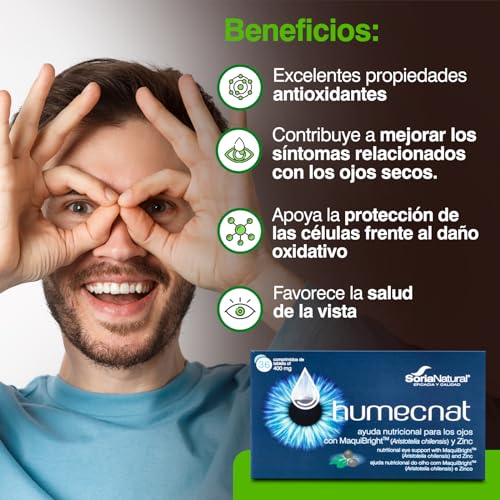 Soria Natural Humecnat – Ayuda en Caso de Ojos Secos – Apoya la Salud de la Visión - 100% Natural – Ayuda a Proteger las Células Frente al Daño Oxidativo - 36 comprimidos de 400 mg.