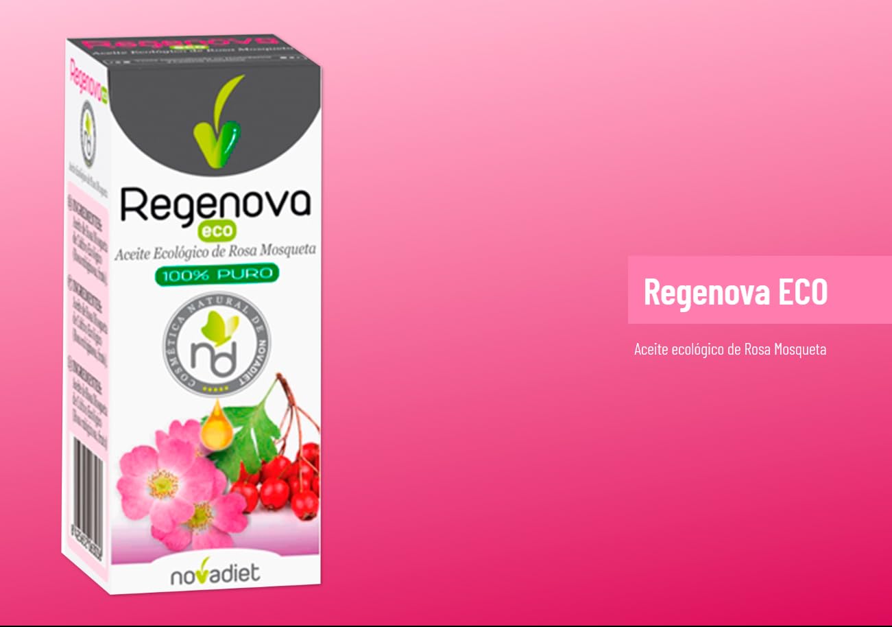Novadiet - REGENOVA ECO 50 ML con Aceite de Rosa Mosqueta Ecológico - Regeneración y Hidratación Profunda - Promueve Cicatrización y Mejora de Manchas - Uso Externo - Envase 50 ml
