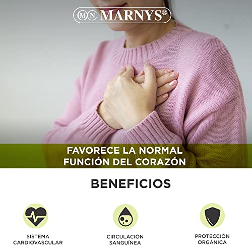 Tensiomar MARNYS, Para la tensión arterial, Favorece la Normal Función del Corazón, Cápsulas de Aceite de Espino Blanco, Olivo y Ajo, 60 Cápsulas