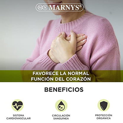 Tensiomar MARNYS, Para la tensión arterial, Favorece la Normal Función del Corazón, Cápsulas de Aceite de Espino Blanco, Olivo y Ajo, 60 Cápsulas