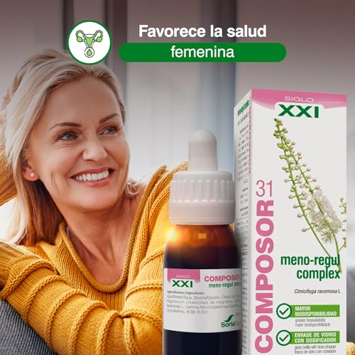 Composor 31 Meno-Regul Complex – Con Extracto de Cimicífuga con Vitaminas B6 y B12 – Ayuda Ante Síntomas Asociados con la Menopausia - Salud Femenina – Mayor Absorción - 50ml