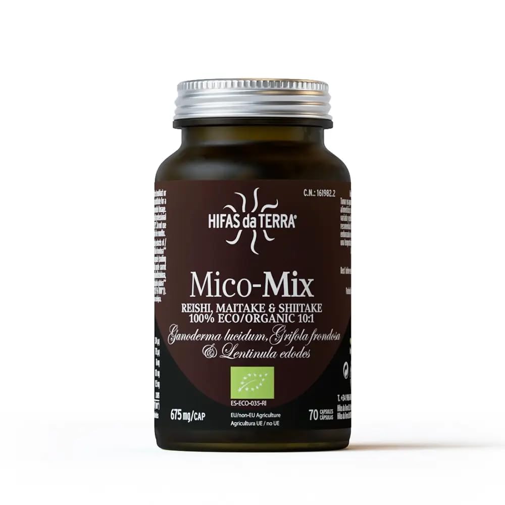 HIFAS DA TERRA - Mico-Mix - Extracto Puro de Reishi, Maitake y Shiitake - Extracto de Hongos - 70 Cápsulas