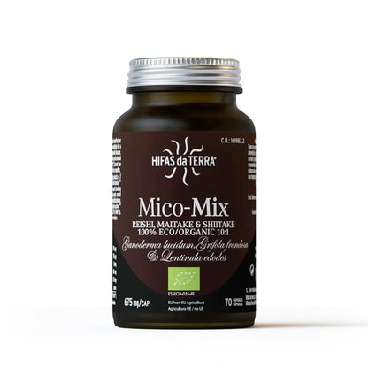 HIFAS DA TERRA - Mico-Mix - Extracto Puro de Reishi, Maitake y Shiitake - Extracto de Hongos - 70 Cápsulas