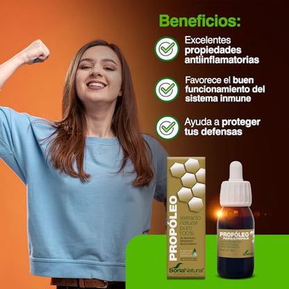 Soria Natural Propóleo Extracto Hidroalcohólico en Gotas – Ayuda a Estimular tus Defensas – Propiedades Antisépticas y Antiinflamatorias - 100% Natural - Ayuda al Sistema Inmune - Frasco de 50 ml.