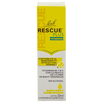 Bach - Rescue Plus Vitaminas en Gotas, Remedio Natural a Base de Flores que Ayuda a Mejorar la Concentración y a Gestionar el Estrés - 20 ml