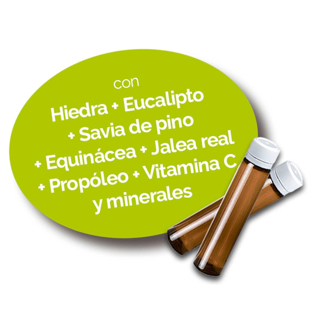 Novadiet - RESPIRIT Viales con Hiedra, Eucalipto, Savia de Pino, Equinácea, Jalea Real, Propóleo, Vitamina C y Minerales - Apoyo Respiratorio y Refuerzo Inmunológico - 20 Viales de 10 ml