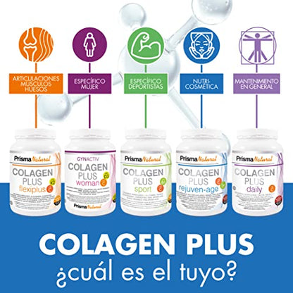 Prisma Natural - Colágeno Hidrolizado en Polvo con Ácido Hialurónico, Calcio, Vitamina C y D3. Suplemento para Regeneración Articulaciones, Huesos, Piel, Uñas y Pelo para Mujer, 300gr