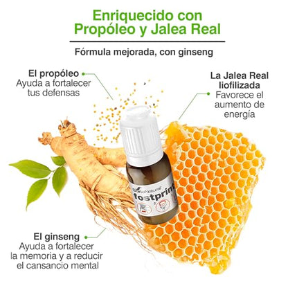 Soria Natural Fostprint Plus con Ginseng - Vitaminas para el Cansancio y la Memoria - Jalea Real, Vitaminas Grupo B, Biotina, Vitamina E, Vitamina D, L Carnitina y Propóleo Puro - 20 Viales con 15ml