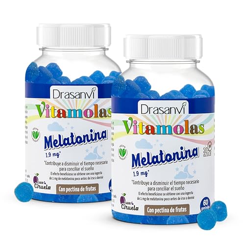 DRASANVI gominolas de Melatonina | Ayudan a dormir | Sueño de Calidad | 1,9mg de melatonina cada una |Vegano | Sabor Ciruela | Bote 60 Gominolas