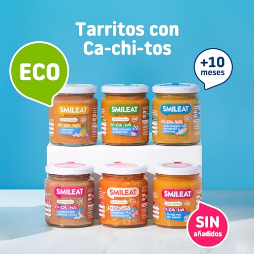 Smileat - Tarrito Ecológico con Verduras, Ingredientes Naturales, para Bebés desde 6 Meses, Sano y Saludable, sin Gluten, Sabor a Pavo y Verduras - Tarro de 230 g