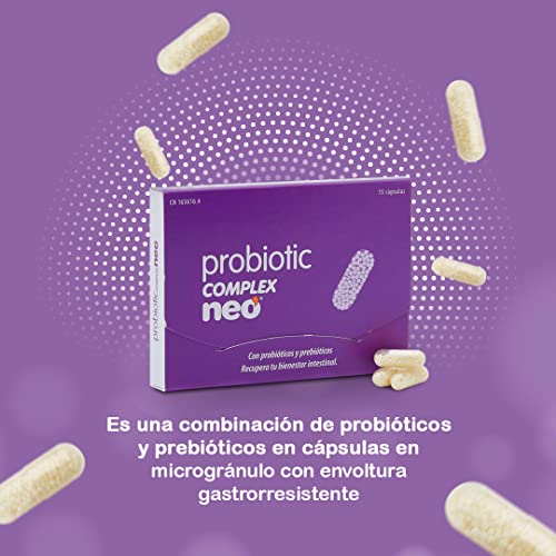 NEO | Probiotic Complex | 15 Cápsulas | Con Microgránulos a Base de Probióticos y Prebióticos | Mejora las Funciones Digestivas | Ayuda al Bienestar Intestinal