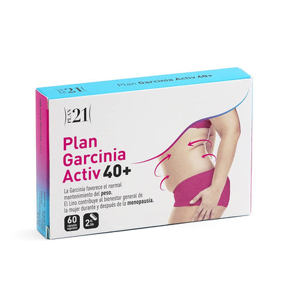 PLAMECA - Plan Garcinia Activ 40+, Favorece el Mantenimiento y el Control de Peso Corporal, Ayuda durante y tras la Menopausia, Incluye Garcinia, Lino, Quercetina y Resveratol - 60 Cápsulas Vegetales