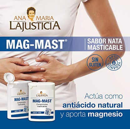 Ana Maria Lajusticia - Magnesio masticable – 36 comprimidos. Reduce la acidez estomacal de forma natural. Apto para veganos. Envase para 18 días de tratamiento