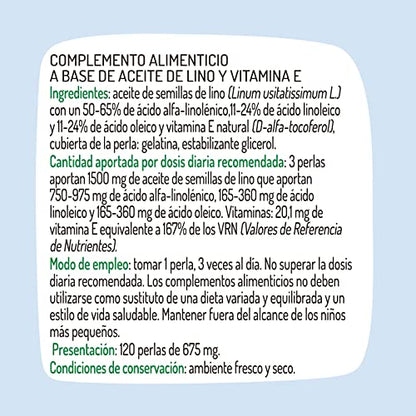 El Granero Integral - Linogran Aceite de Lino - 120 Perlas - Contiene Vitamina E y Omega 3 de Origen Vegetal - Contribuye al Correcto Funcionamiento del Organismo
