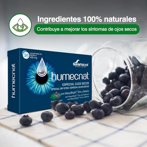 Soria Natural Humecnat – Ayuda en Caso de Ojos Secos – Apoya la Salud de la Visión - 100% Natural – Ayuda a Proteger las Células Frente al Daño Oxidativo - 36 comprimidos de 400 mg.