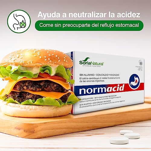 Soria Natural Normacid New - Magnesio, Calcio, Potasio - Alivia la Acidez Estomacal, Indigestión, Pesadez - 32 comprimidos