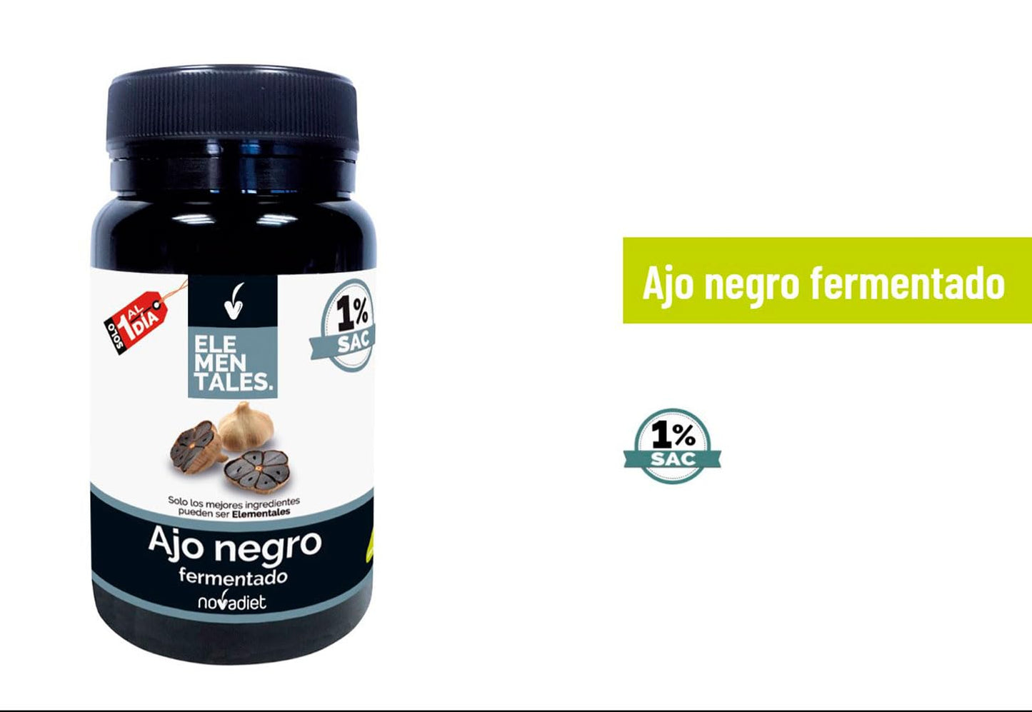 Novadiet - ELEMENTALES AJO NEGRO FERMENTADO Cápsulas con Ajo Negro - Complemento Alimenticio - Para la Salud Cardiovascular y Controlar Niveles de Glucosa - 30 Cápsulas Vegetales