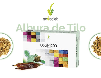 Novadiet - GOTIL 1200 Ampollas con Albura de Tilo - Para Alivio del Dolor de Cabeza - Equilibrio de Ácido Úrico y Bienestar Digestivo - Favorece la Depuración del Organismo - 20 Ampollas de 10 ml