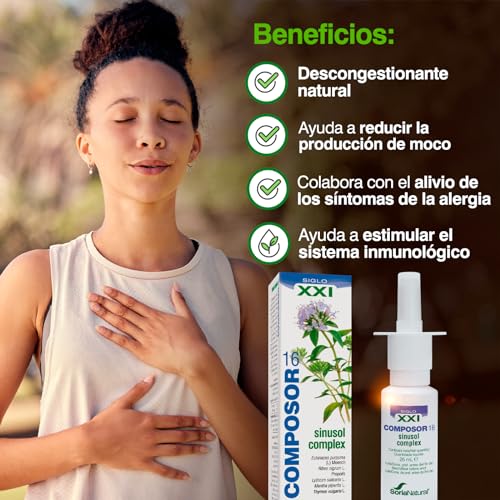 Composor 16 Sinusol Complex– Con Equinácea, Grosellero Negro, Propóleo, Salicaria, Menta, Tomillo y Ciprés – Alivia la Congestión Nasal – Ayuda a Recuperar el ánimo - Favorece la Relajación - 25ml