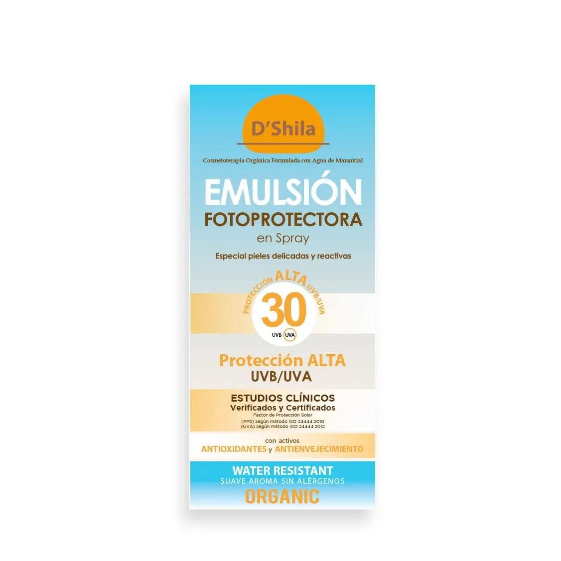 Emulsión Fotoprotectora (SPF 30) Spray | Pieles Delicadas y Sensibles | 200 ml D'Shila