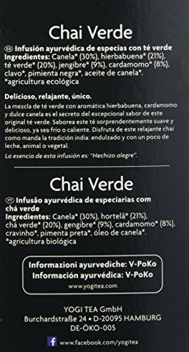 Yogi Tea Infusión de Hierbas Chai Verde - 17 bolsitas