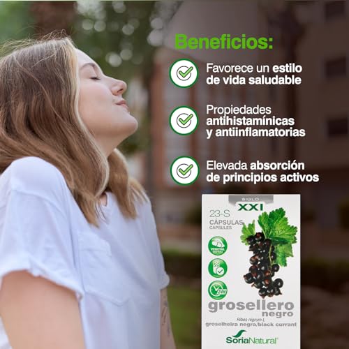 Soria Natural Grosellero Negro Cápsulas - Ayuda a Frenar las Alergias - Propiedades Antihistamínicas y Antiinflamatorias - Caja con 30 Cápsulas de 690 mg