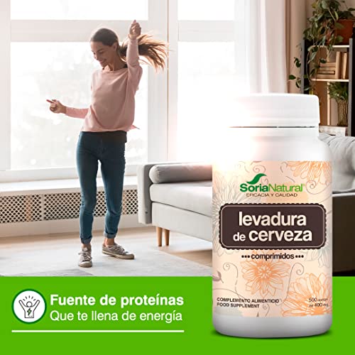 Soria Natural Levadura de Cerveza - Comprimidos para Mantener la Salud de la Piel, Cabello y Uñas - Mejora la salud digestiva y ayuda a reducir el cansancio - 500 comprimidos