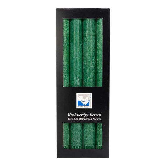 Kerzenfarm Hahn Cera de palma Velas de palo Verde Oscuro 250 x 22 mm, 1 x 4 St.