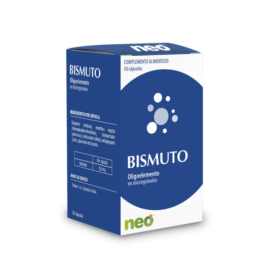 NEO | Bismuto Oligoelemento | 50 Cápsulas | Ayuda a Reducir el Malestar Estomacal y los Síntomas de la Acidez | Suplemento Alimenticio Natural
