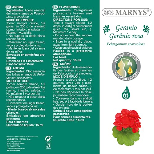 MARNYS Aceite Esencial Geranio 100% Puro Quimiotipado 15ml